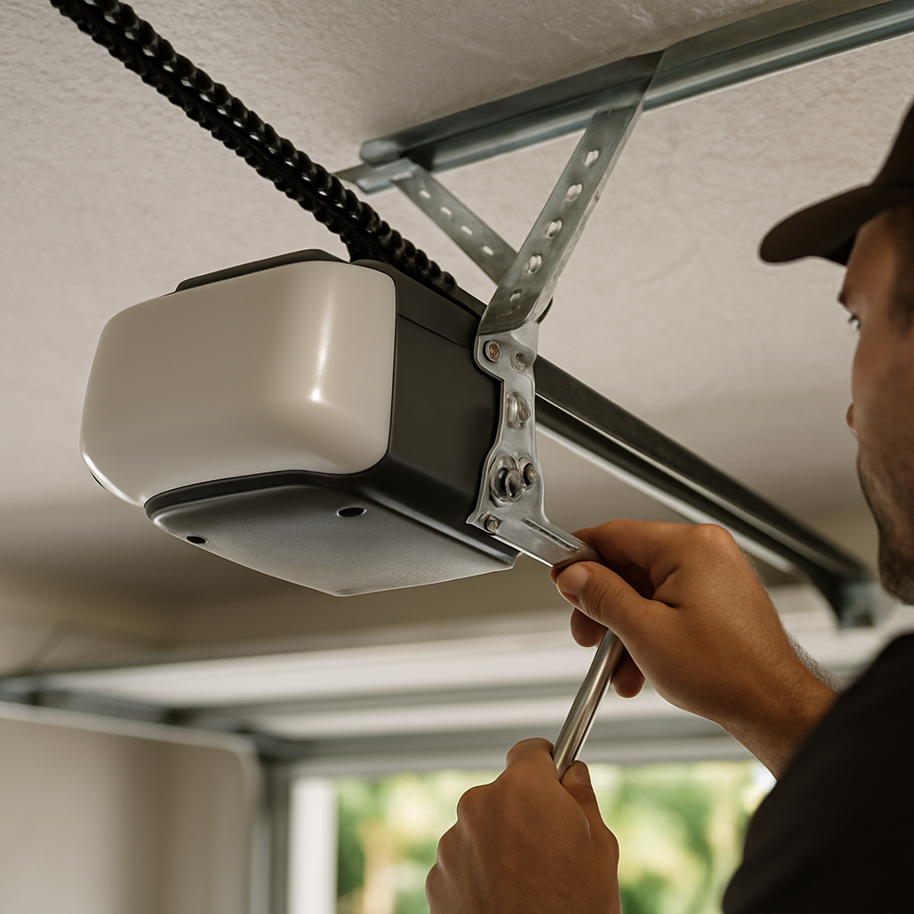 Professional adjusting garage door opener mechanism