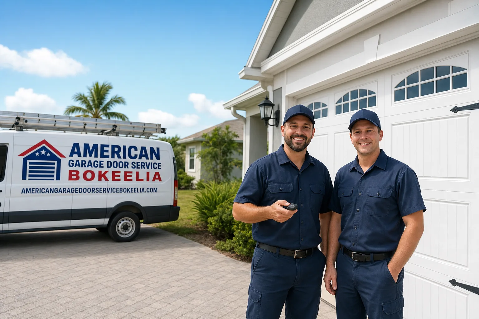 American Garage Door Service Bokeelia service vehicle and crew in Bokeelia, FL